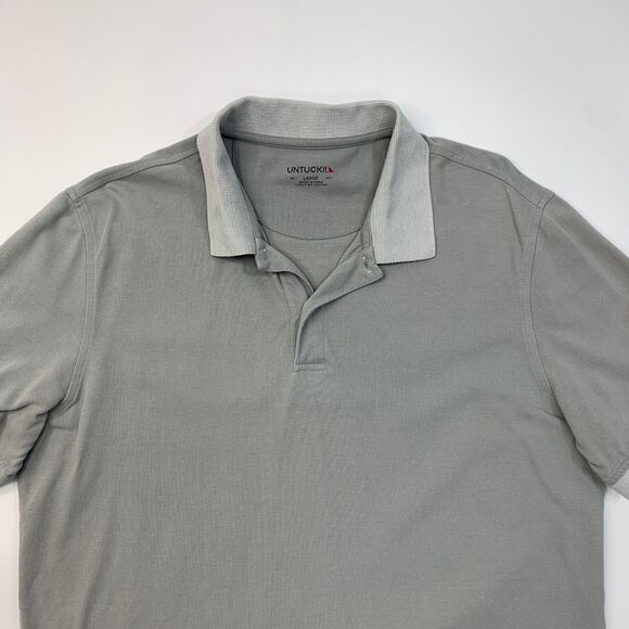 Untuckit Polo Shirt Mens L Large Gray Gondola Regular Fit Pima Short Sleeve Golf - Picture 4 of 11